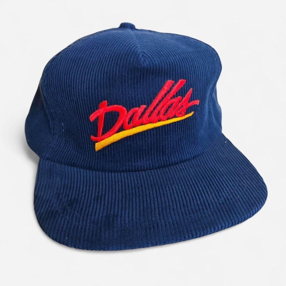 Vintage Sportcap Dallas Corduroy Snapback Hat Navy Blue Red Yellow Mens OSFM